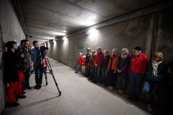 Bourdeau, 2023-05-88. La breche Festival - Tournage Opera (Forse) - Tunnel pieton du Mont-du-Chat - Roman Kane, Michele Gurrieri, Lucie Laricq. Photographie de Martin Noda / Hans Lucas