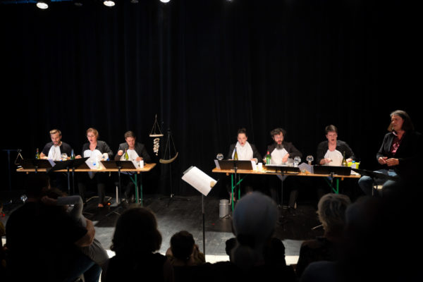 France, Chambery, 2023-05-06. La breche Festival - Opera (Forse) - La base scene ouverte, Malraux - Guy-Loup Boisneau, Salomé Bonche, Elisa Humanes, Emmanuel Jacquet, Thibault Lepri, Romain Louveau, Eric Challier. Photographie de Martin Noda / Hans Lucas